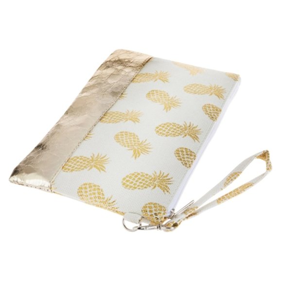 METALLIC PINEAPPLE PRINT CANVAS WRISTLET BAG - Picture 6 of 7